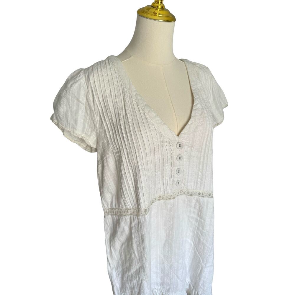 Urban Outfitters Babydoll White Short Dress Coquette Lace Ruffle Bohemian Large - Picture 4 of 15
